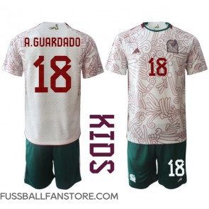 Mexiko Andres Guardado #18 Replik Auswärtstrikot Kinder WM 2022 Kurzarm (+ Kurze Hosen)